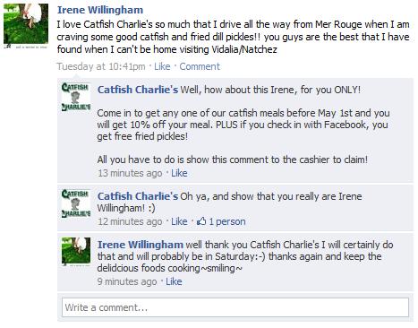 Facebook Fan Page Comments as Coupon